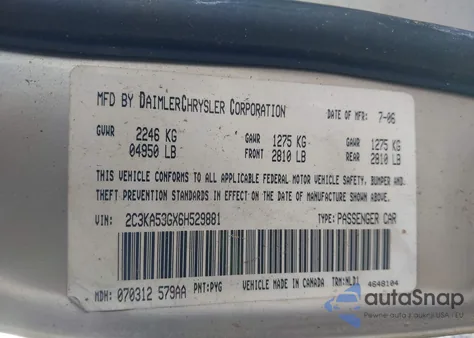 2006 Chrysler 300 Touring from USA, damaged, VIN 2C3KA53GX6H529881